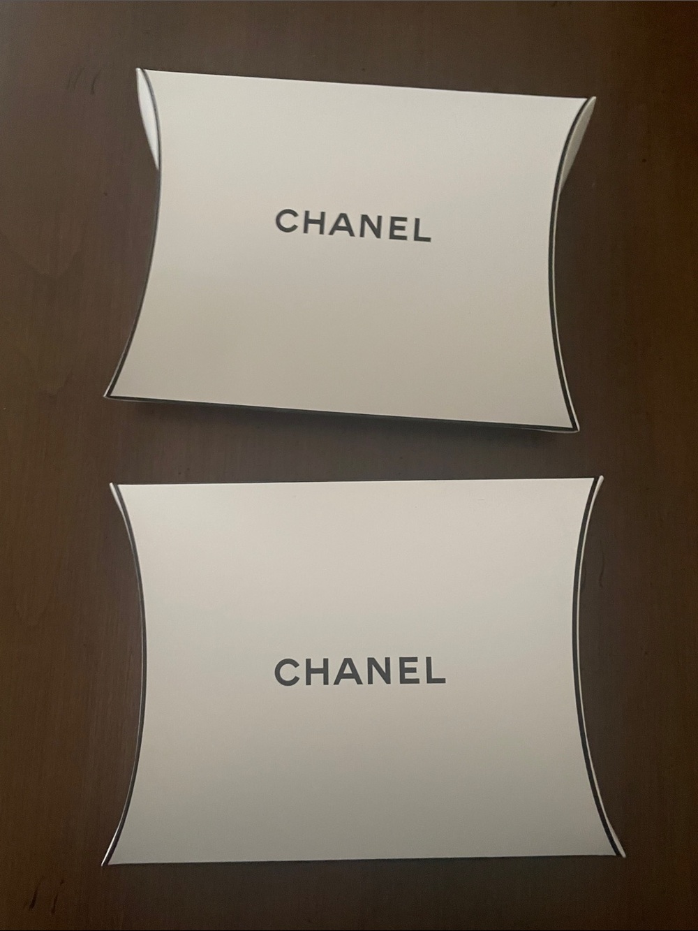 CHANEL White Pillow Box Set with Black Logo